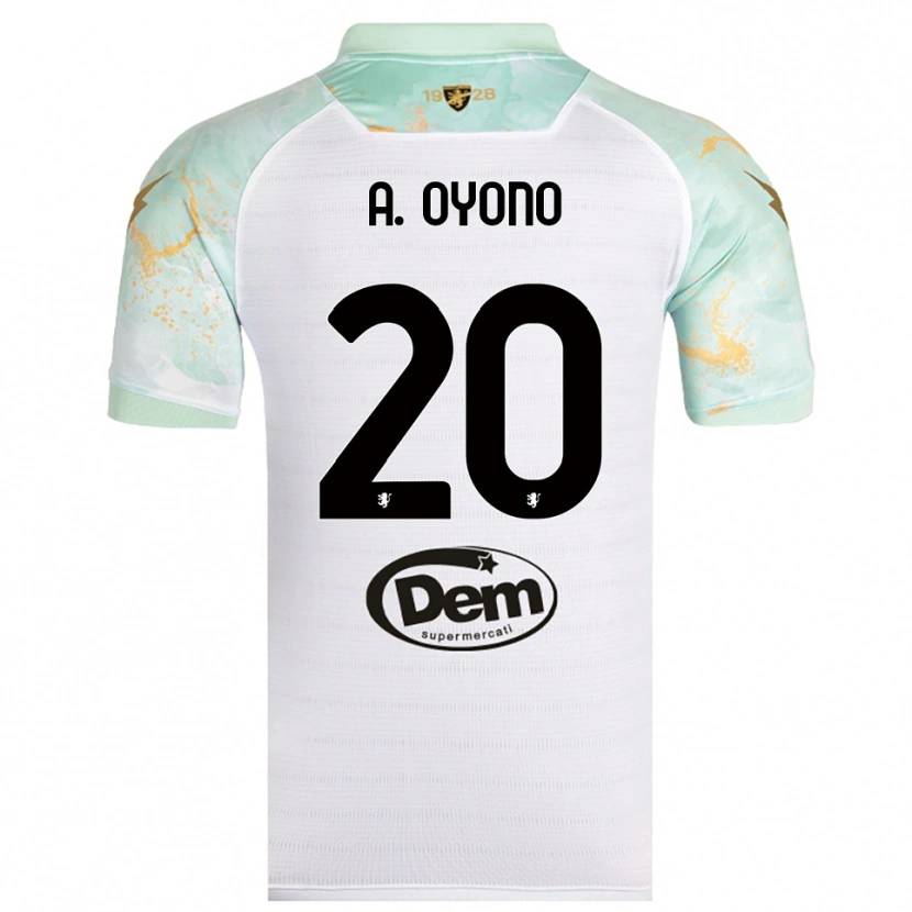 Danxen Kinderen Anthony Oyono #20 Wit Zwart Uitshirt Uittenue 2025/26 T-Shirt