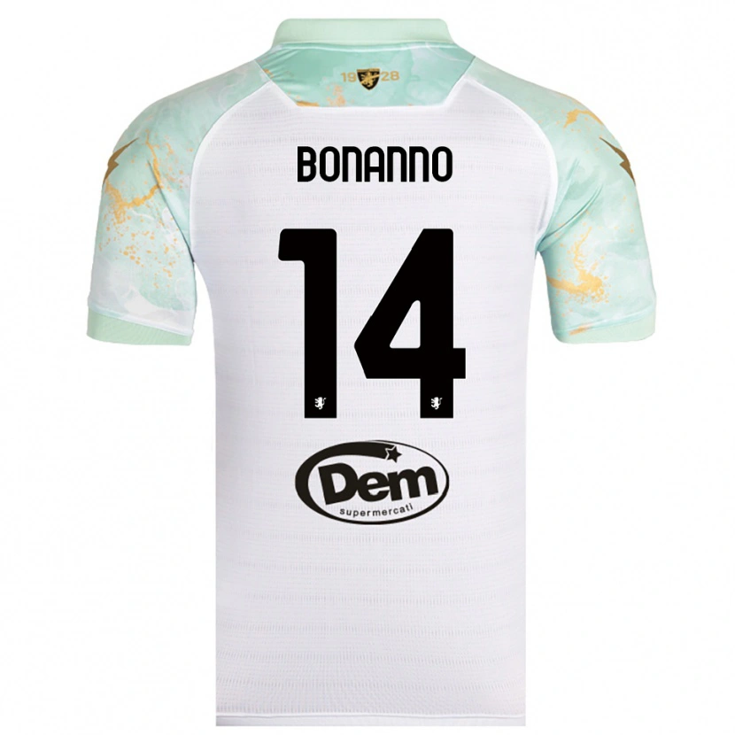 Danxen Kinderen Giuseppe Bonanno #14 Wit Zwart Uitshirt Uittenue 2025/26 T-Shirt