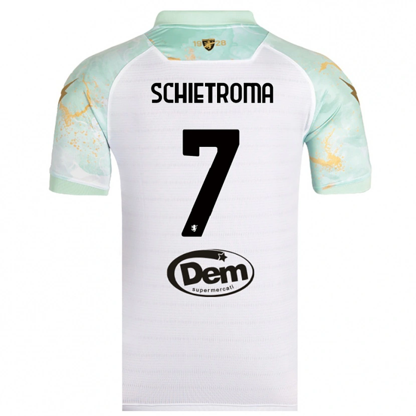 Danxen Kinderen Lorenzo Schietroma #7 Wit Zwart Uitshirt Uittenue 2025/26 T-Shirt
