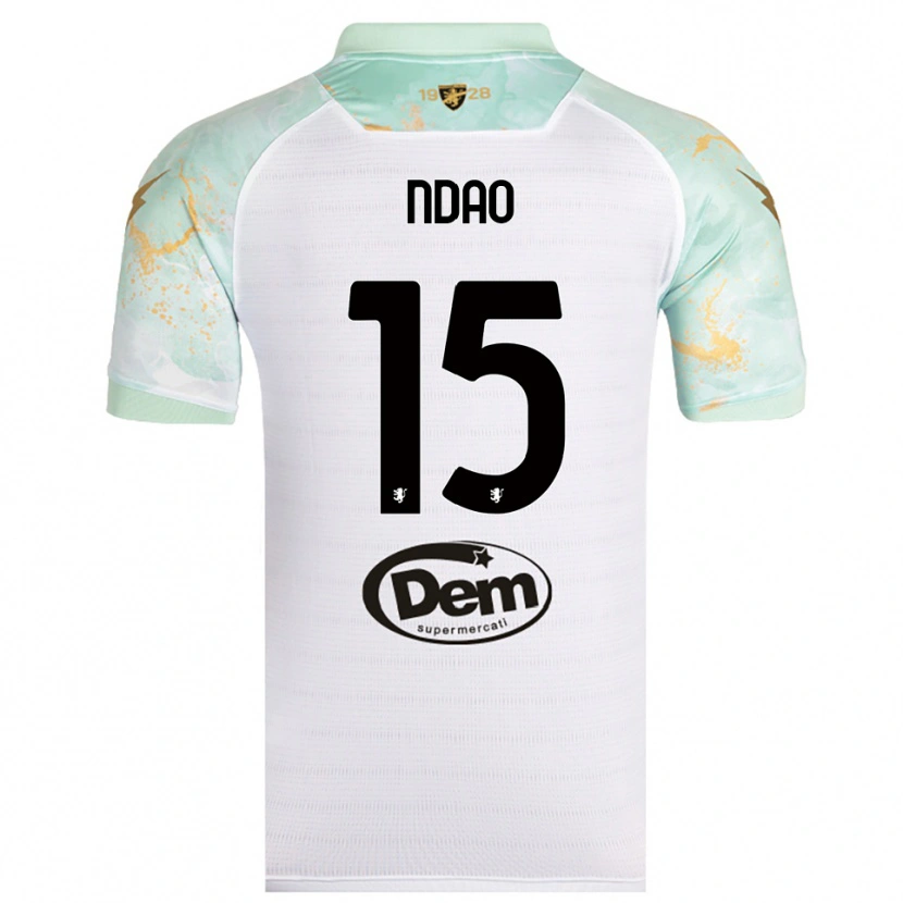 Danxen Kinderen Yankhoba Ndao #15 Wit Zwart Uitshirt Uittenue 2025/26 T-Shirt