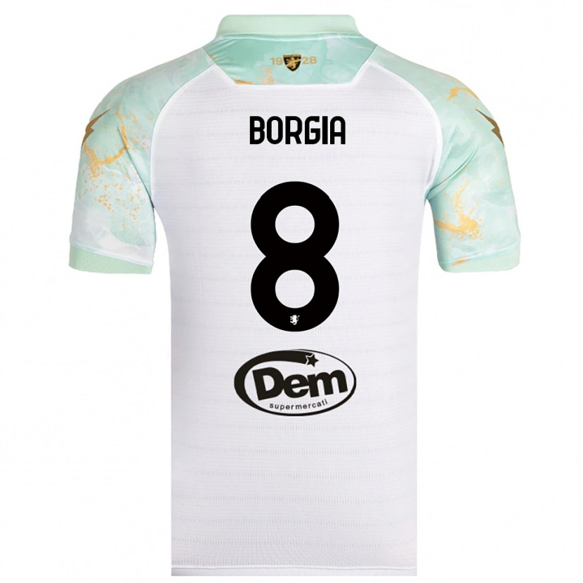 Danxen Kinderen Ferdinando Borgia #8 Wit Zwart Uitshirt Uittenue 2025/26 T-Shirt