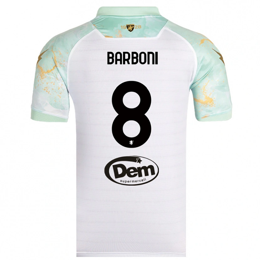 Danxen Kinderen David Barboni #8 Wit Zwart Uitshirt Uittenue 2025/26 T-Shirt