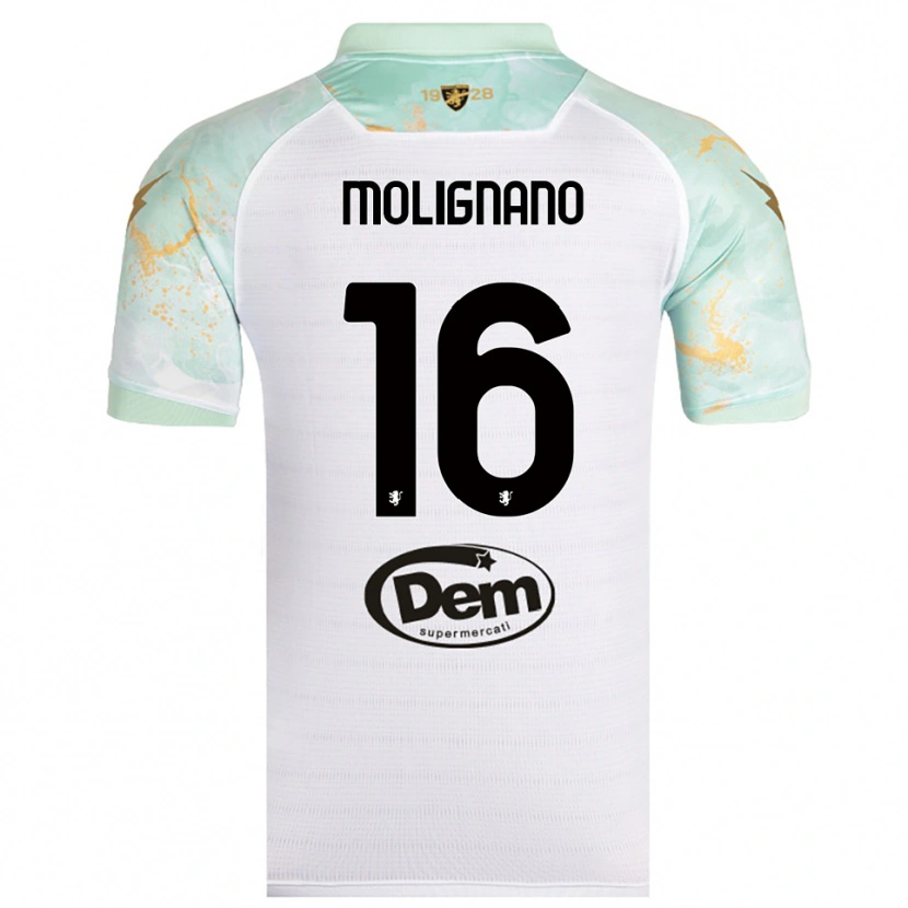 Danxen Kinderen Gaetano Molignano #16 Wit Zwart Uitshirt Uittenue 2025/26 T-Shirt