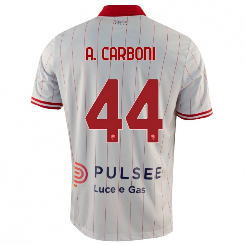 Danxen Kinderen Andrea Carboni #44 Wit Rood Blauw Uitshirt Uittenue 2025/26 T-Shirt
