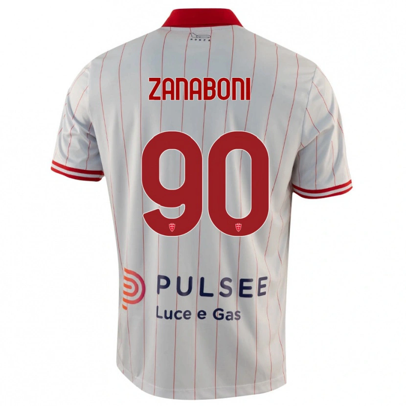 Danxen Kinderen Emanuele Zanaboni #90 Wit Rood Blauw Uitshirt Uittenue 2025/26 T-Shirt