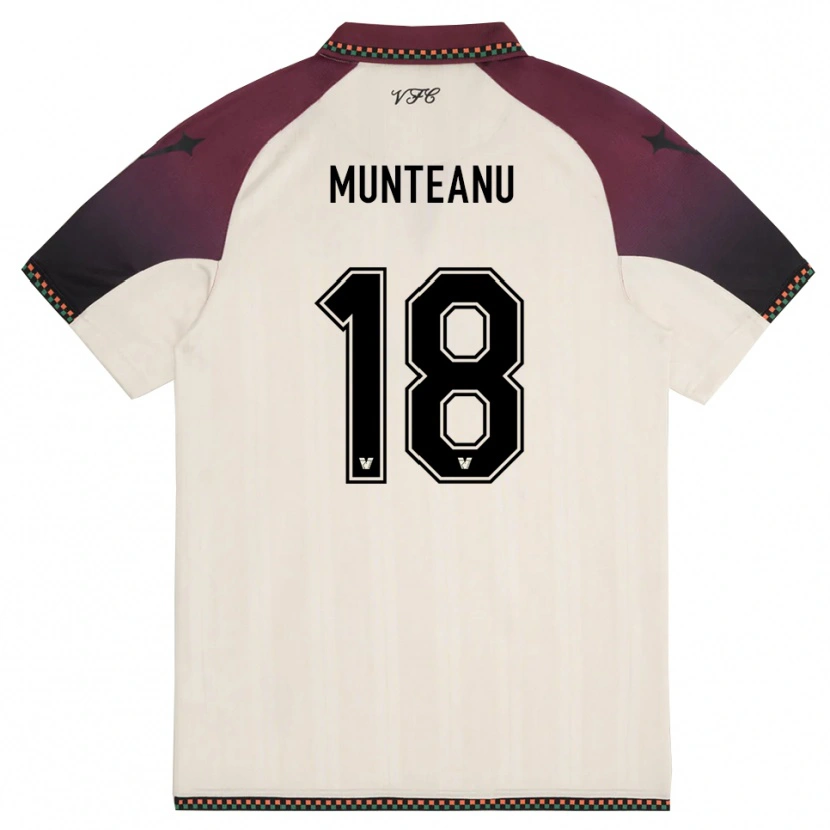 Danxen Kinderen Denis Munteanu #18 Crème Bourgondië Uitshirt Uittenue 2025/26 T-Shirt