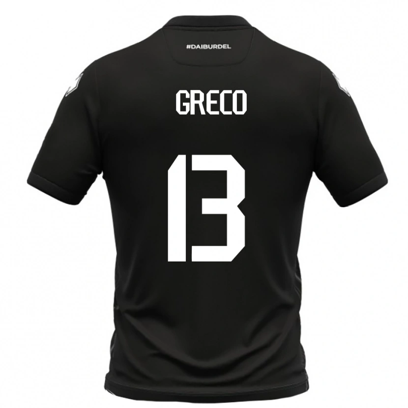 Danxen Kinderen Nicolò Greco #13 Zwart Wit Uitshirt Uittenue 2025/26 T-Shirt
