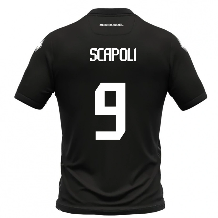 Danxen Kinderen Francesco Scapoli #9 Zwart Wit Uitshirt Uittenue 2025/26 T-Shirt