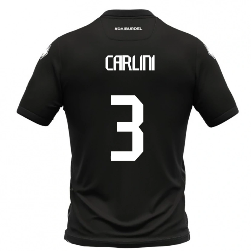 Danxen Kinderen Alessandro Carlini #3 Zwart Wit Uitshirt Uittenue 2025/26 T-Shirt