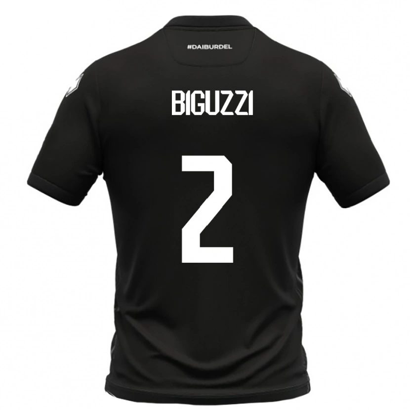 Danxen Kinderen Riccardo Biguzzi #2 Zwart Wit Uitshirt Uittenue 2025/26 T-Shirt