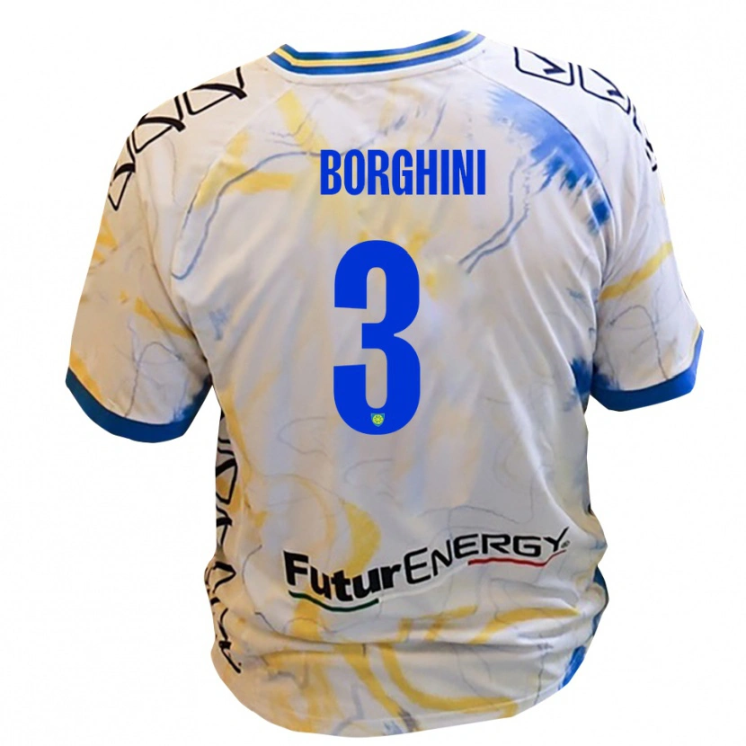 Danxen Kinderen Giacomo Borghini #3 Wit Geel Blauw Uitshirt Uittenue 2025/26 T-Shirt