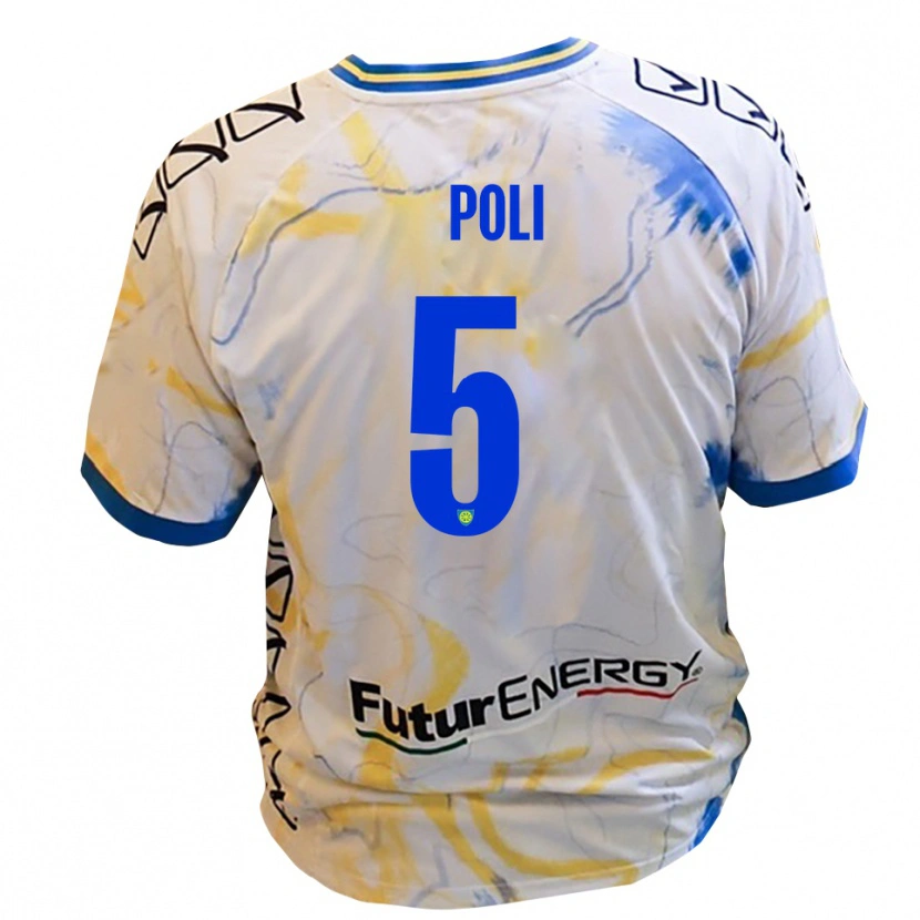 Danxen Kinderen Lorenzo Poli #5 Wit Geel Blauw Uitshirt Uittenue 2025/26 T-Shirt