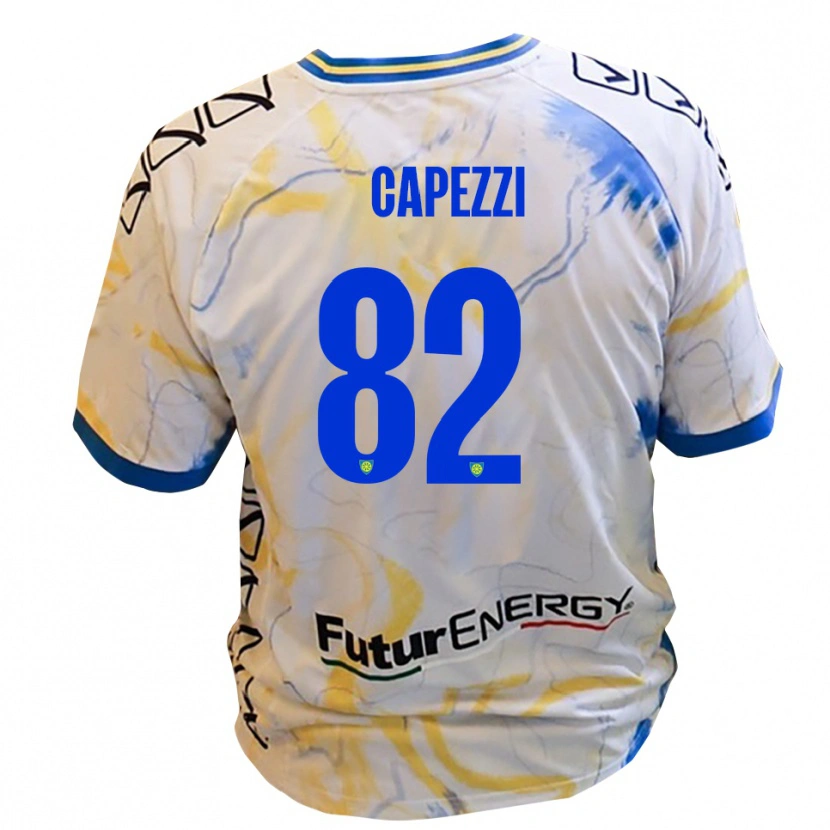Danxen Kinderen Leonardo Capezzi #82 Wit Geel Blauw Uitshirt Uittenue 2025/26 T-Shirt