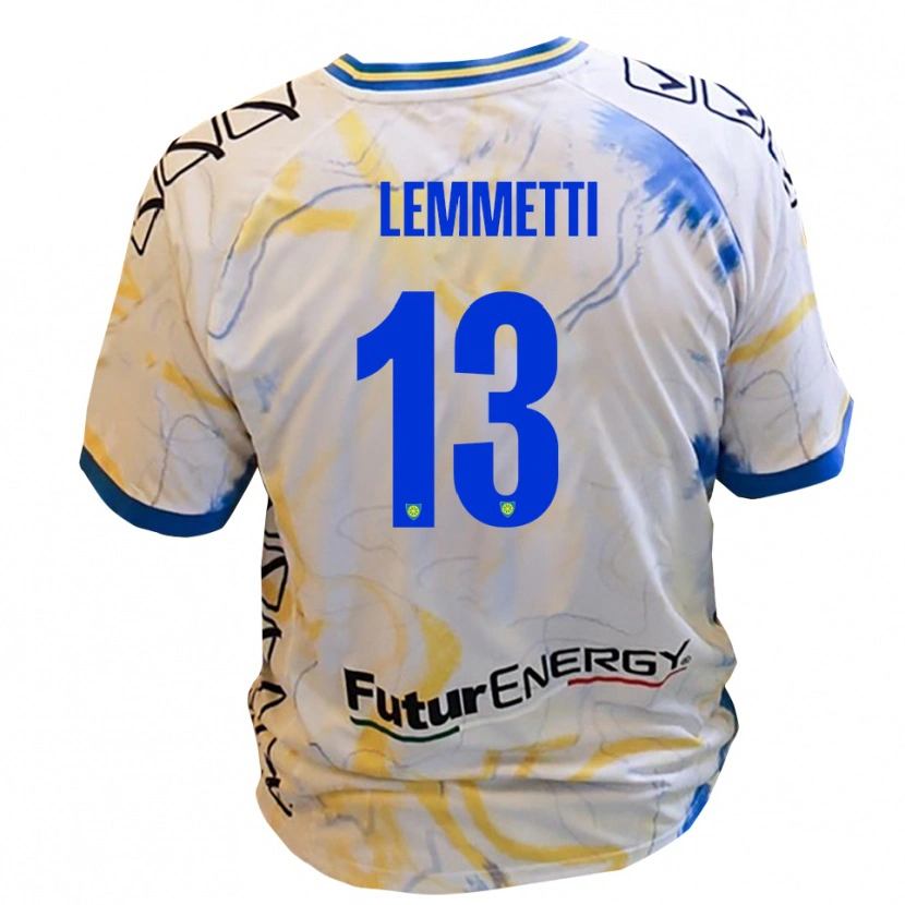 Danxen Kinderen Tommaso Lemmetti #13 Wit Geel Blauw Uitshirt Uittenue 2025/26 T-Shirt