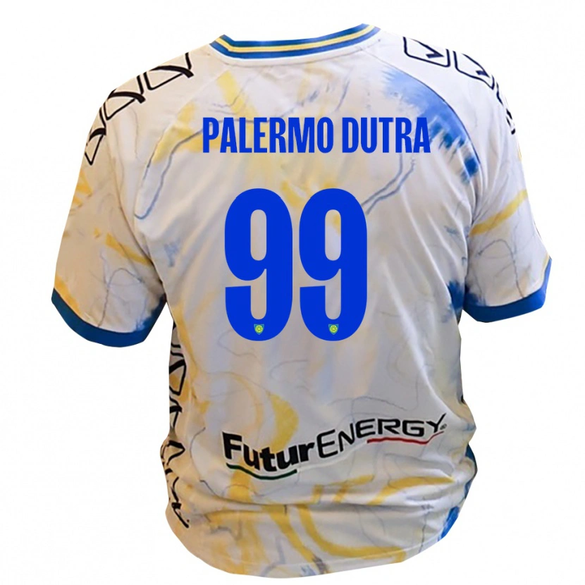 Danxen Kinderen Ryduan Palermo Dutra #99 Wit Geel Blauw Uitshirt Uittenue 2025/26 T-Shirt