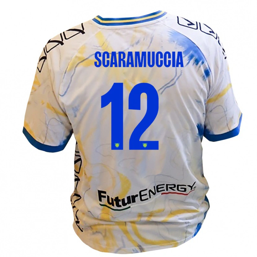 Danxen Kinderen Francesco Scaramuccia #12 Wit Geel Blauw Uitshirt Uittenue 2025/26 T-Shirt