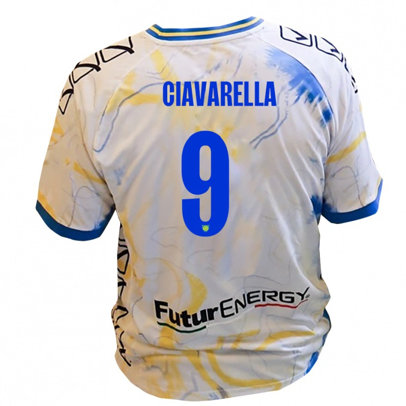 Danxen Kinderen Jacopo Ciavarella #9 Wit Geel Blauw Uitshirt Uittenue 2025/26 T-Shirt