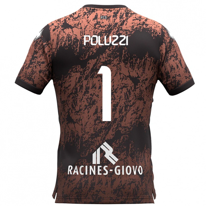 Danxen Kinderen Giacomo Poluzzi #1 Bruin Zwart Uitshirt Uittenue 2025/26 T-Shirt