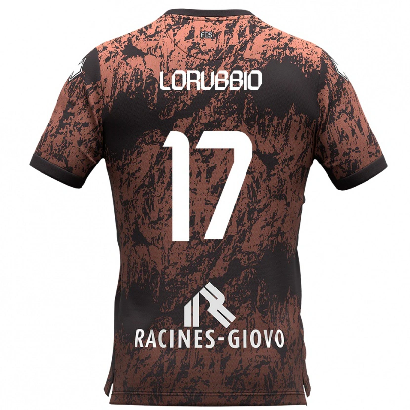 Danxen Kinderen Domenico Lorubbio #17 Bruin Zwart Uitshirt Uittenue 2025/26 T-Shirt