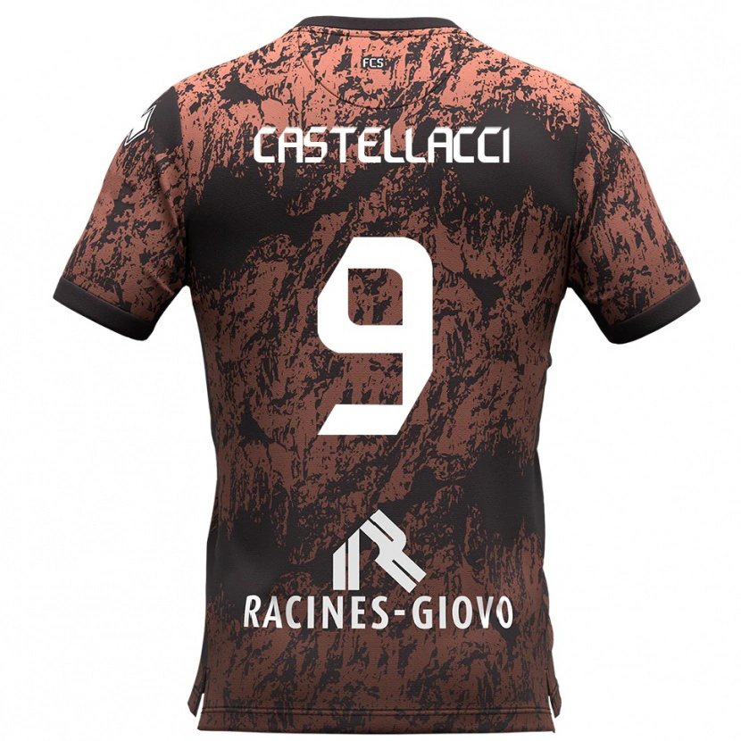 Danxen Kinderen Marco Castellacci #9 Bruin Zwart Uitshirt Uittenue 2025/26 T-Shirt