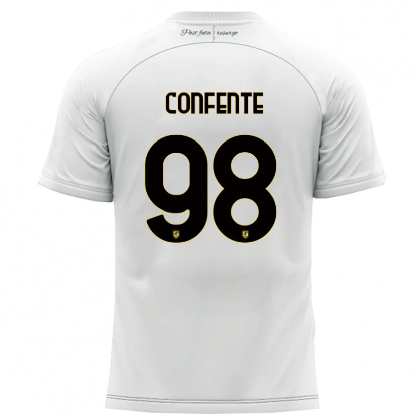 Danxen Kinderen Alessandro Confente #98 Wit Geel Uitshirt Uittenue 2025/26 T-Shirt