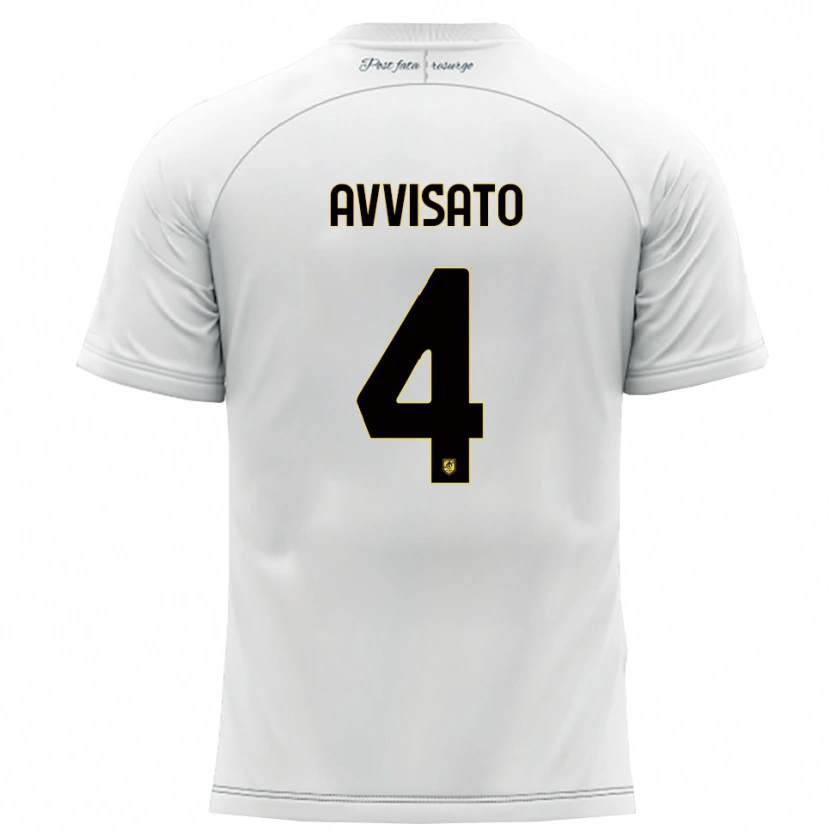 Danxen Kinderen Tommaso Avvisato #4 Wit Geel Uitshirt Uittenue 2025/26 T-Shirt