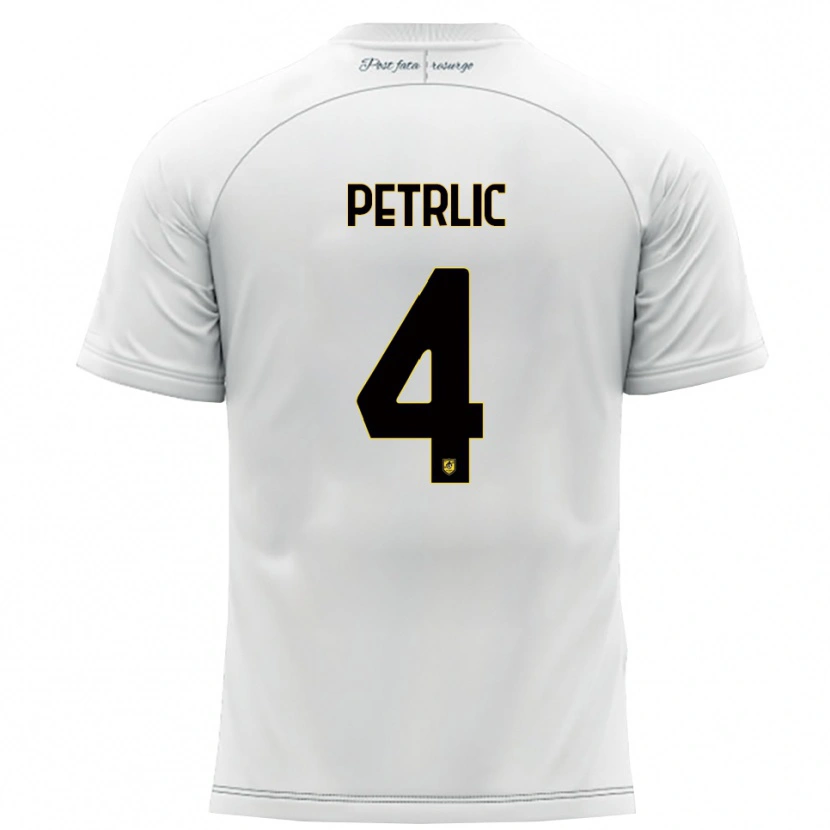 Danxen Kinderen Vincenzo Petrlic #4 Wit Geel Uitshirt Uittenue 2025/26 T-Shirt