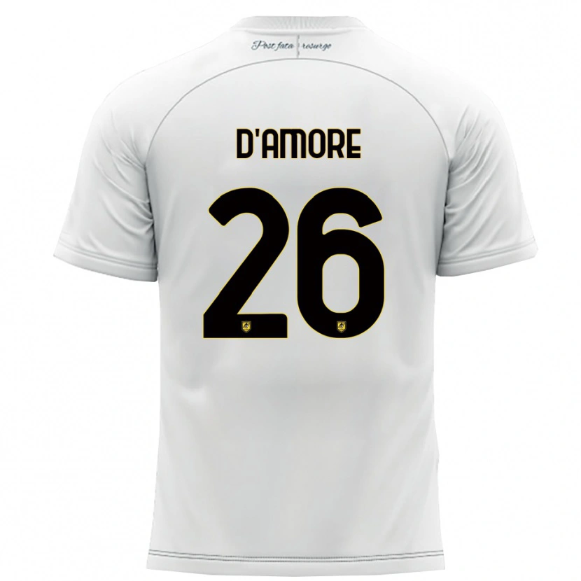 Danxen Kinderen Francesco D'amore #26 Wit Geel Uitshirt Uittenue 2025/26 T-Shirt