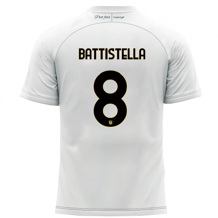 Danxen Kinderen Thomas Battistella #8 Wit Geel Uitshirt Uittenue 2025/26 T-Shirt