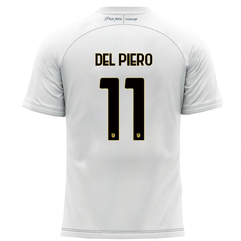 Danxen Kinderen Lorenzo Del Piero #11 Wit Geel Uitshirt Uittenue 2025/26 T-Shirt
