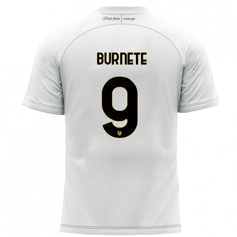 Danxen Kinderen Rareș Burnete #9 Wit Geel Uitshirt Uittenue 2025/26 T-Shirt