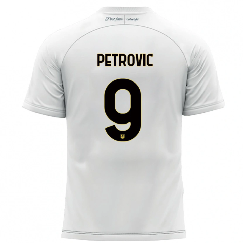 Danxen Kinderen Tomi Petrovic #9 Wit Geel Uitshirt Uittenue 2025/26 T-Shirt