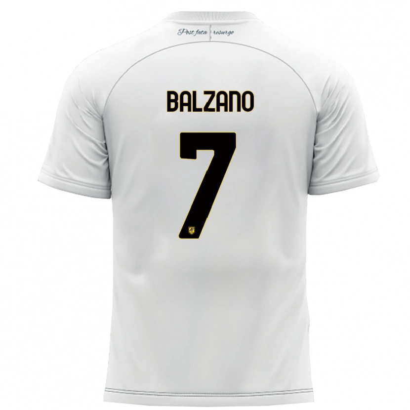 Danxen Kinderen Francesco Balzano #7 Wit Geel Uitshirt Uittenue 2025/26 T-Shirt