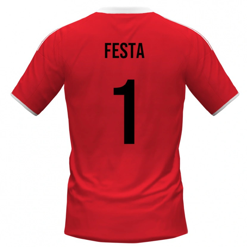 Danxen Kinderen Marco Festa #1 Rood Wit Uitshirt Uittenue 2025/26 T-Shirt