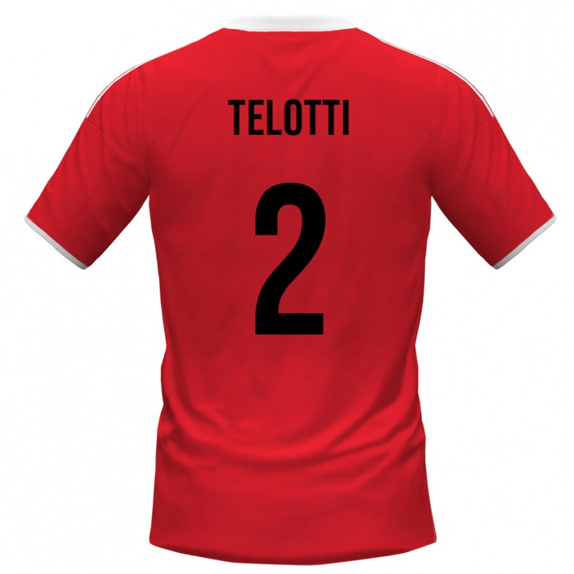 Danxen Kinderen Giacomo Telotti #2 Rood Wit Uitshirt Uittenue 2025/26 T-Shirt