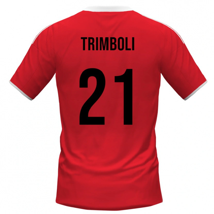 Danxen Kinderen Simone Trimboli #21 Rood Wit Uitshirt Uittenue 2025/26 T-Shirt