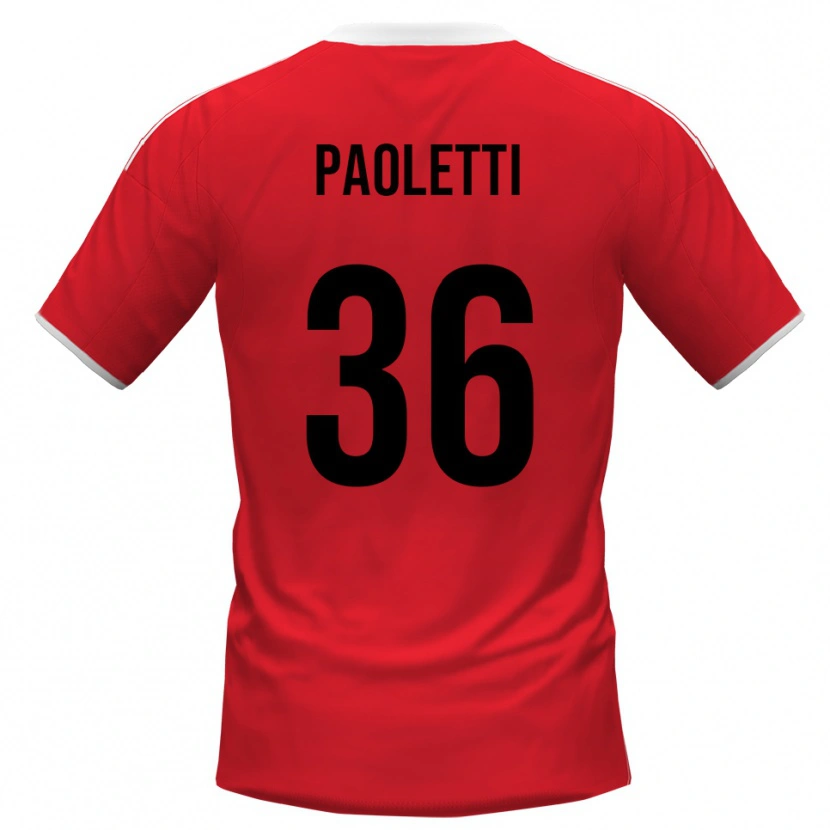 Danxen Kinderen Flavio Paoletti #36 Rood Wit Uitshirt Uittenue 2025/26 T-Shirt