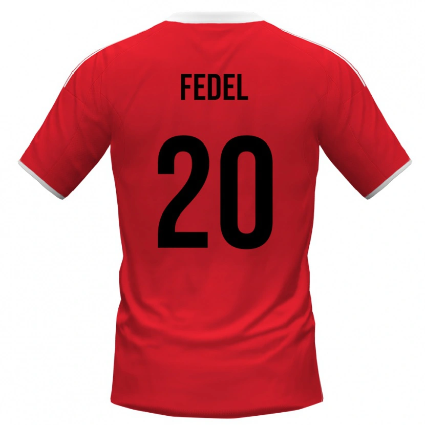 Danxen Kinderen Giacomo Fedel #20 Rood Wit Uitshirt Uittenue 2025/26 T-Shirt