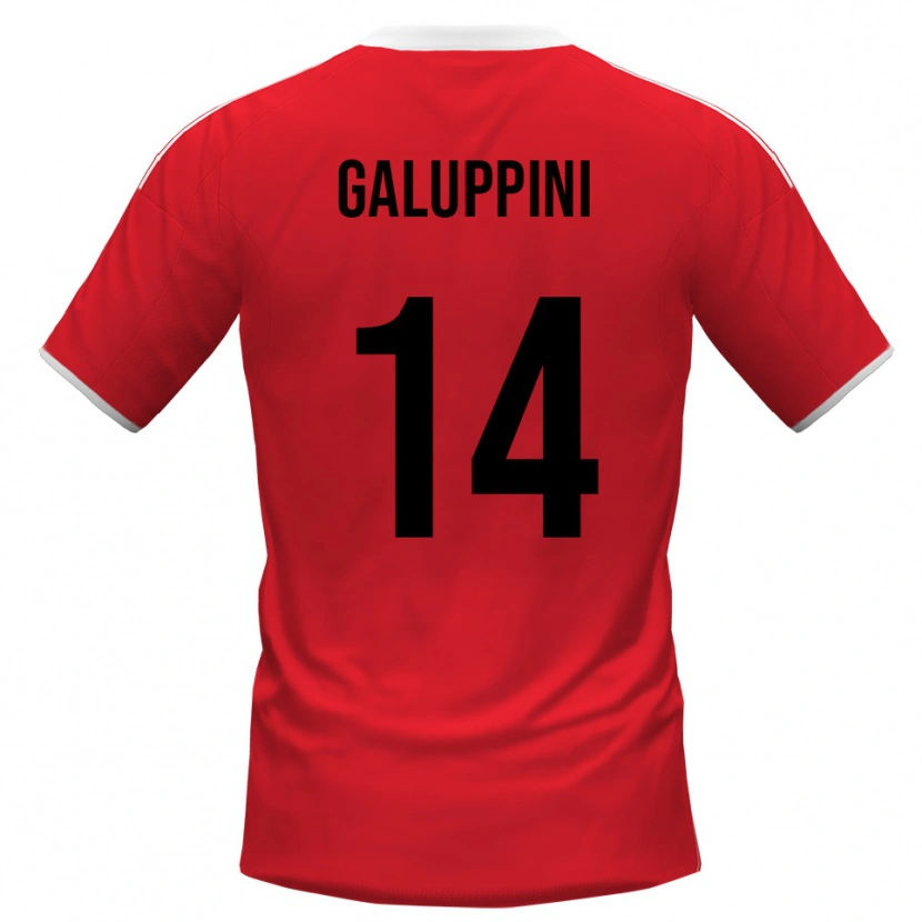 Danxen Kinderen Francesco Galuppini #14 Rood Wit Uitshirt Uittenue 2025/26 T-Shirt