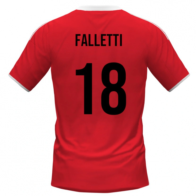 Danxen Kinderen César Falletti #18 Rood Wit Uitshirt Uittenue 2025/26 T-Shirt