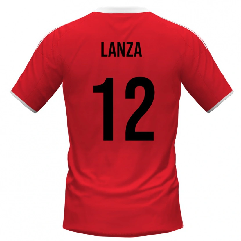 Danxen Kinderen Cesare Lanza #12 Rood Wit Uitshirt Uittenue 2025/26 T-Shirt