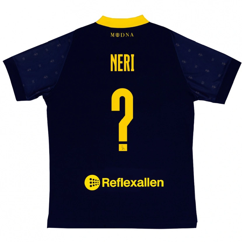 Danxen Kinderen Jacopo Neri #0 Donkerblauw Geel Uitshirt Uittenue 2025/26 T-Shirt