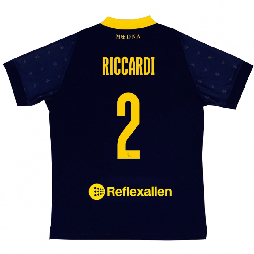 Danxen Kinderen Marcello Riccardi #2 Donkerblauw Geel Uitshirt Uittenue 2025/26 T-Shirt