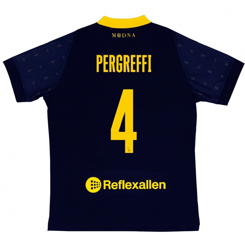 Danxen Kinderen Antonio Pergreffi #4 Donkerblauw Geel Uitshirt Uittenue 2025/26 T-Shirt