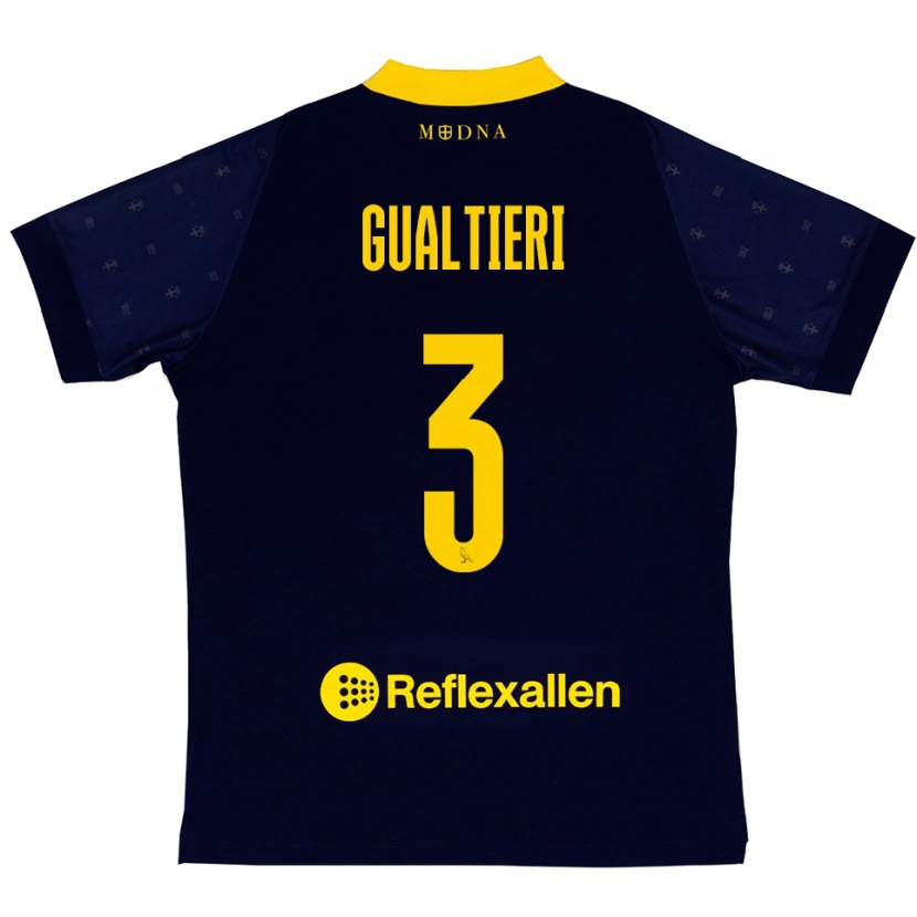 Danxen Kinderen Stefano Gualtieri #3 Donkerblauw Geel Uitshirt Uittenue 2025/26 T-Shirt