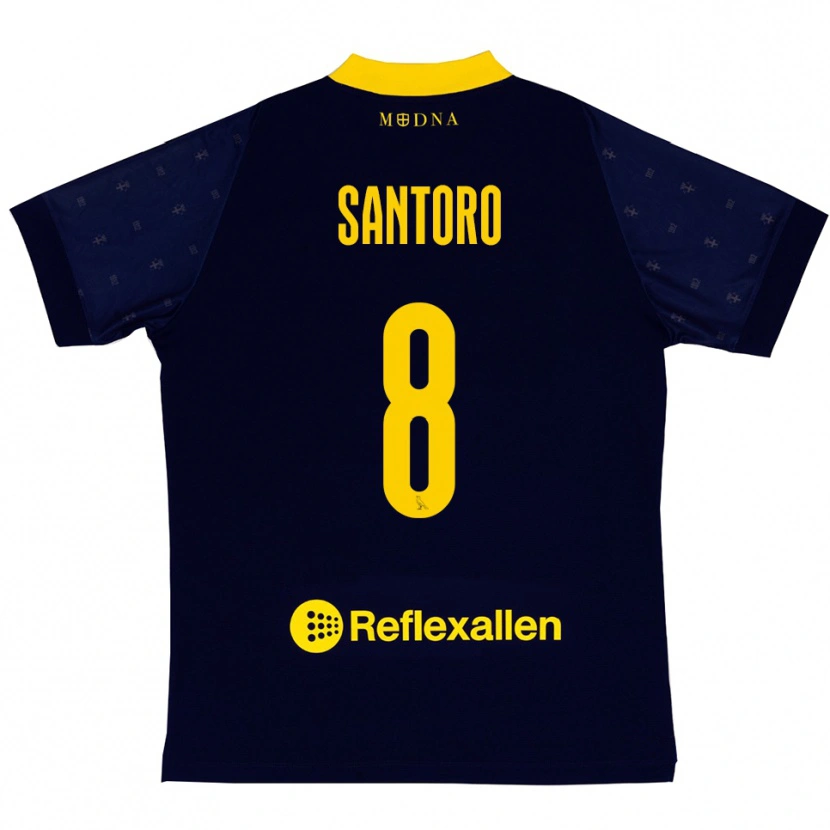 Danxen Kinderen Simone Santoro #8 Donkerblauw Geel Uitshirt Uittenue 2025/26 T-Shirt
