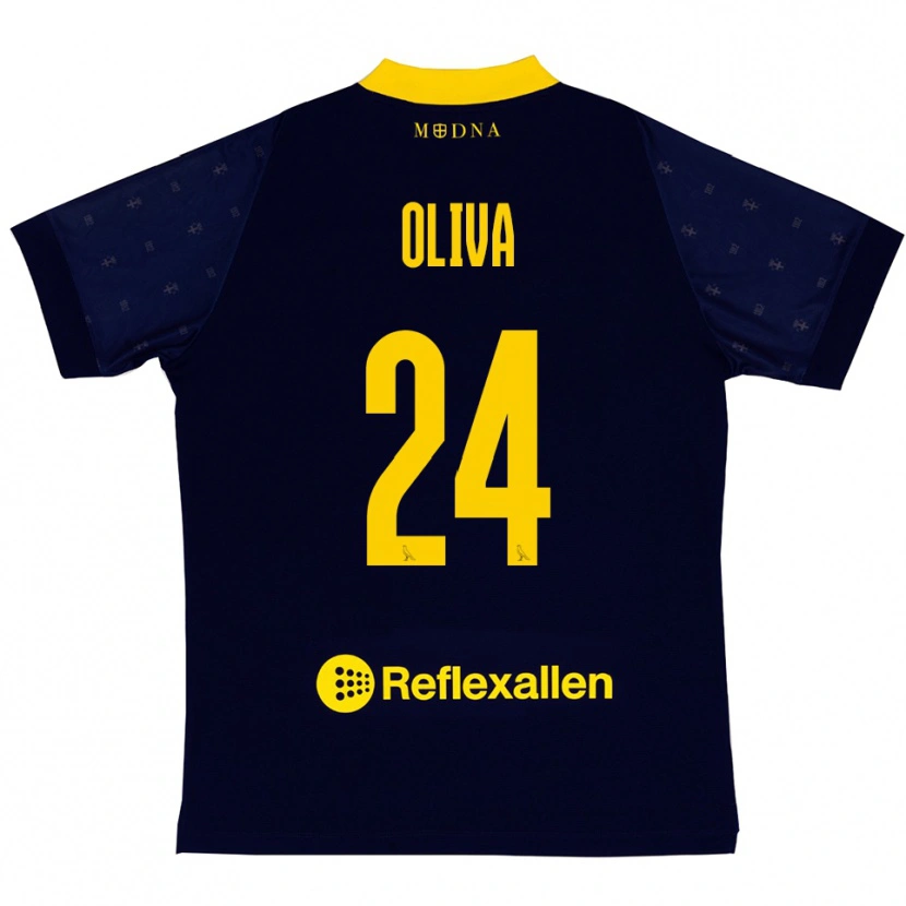 Danxen Kinderen Marco Oliva #24 Donkerblauw Geel Uitshirt Uittenue 2025/26 T-Shirt