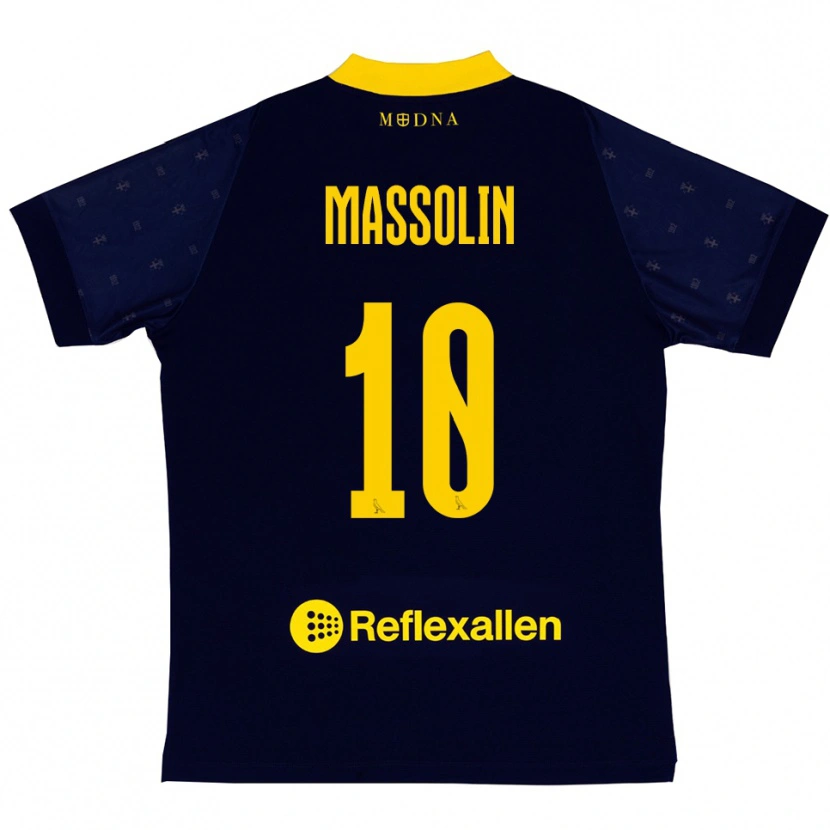 Danxen Kinderen Yanis Massolin #10 Donkerblauw Geel Uitshirt Uittenue 2025/26 T-Shirt