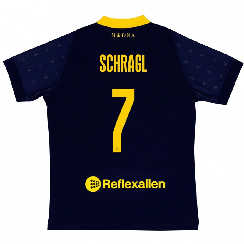 Danxen Kinderen Jakob Schragl #7 Donkerblauw Geel Uitshirt Uittenue 2025/26 T-Shirt