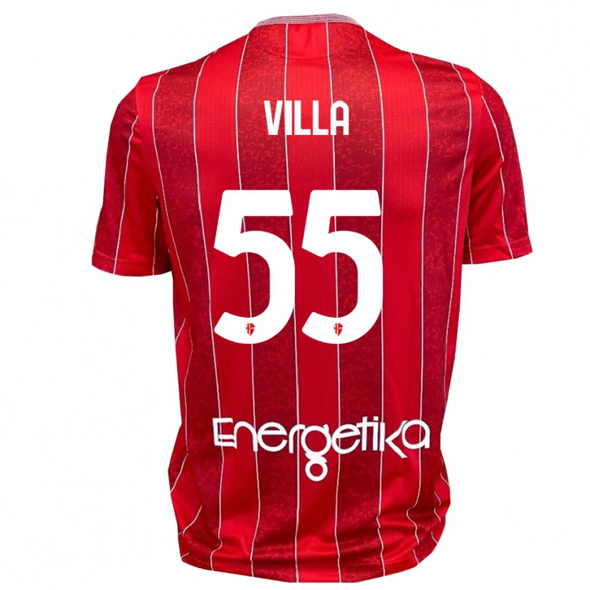 Danxen Kinderen Lorenzo Villa #55 Rood Wit Uitshirt Uittenue 2025/26 T-Shirt
